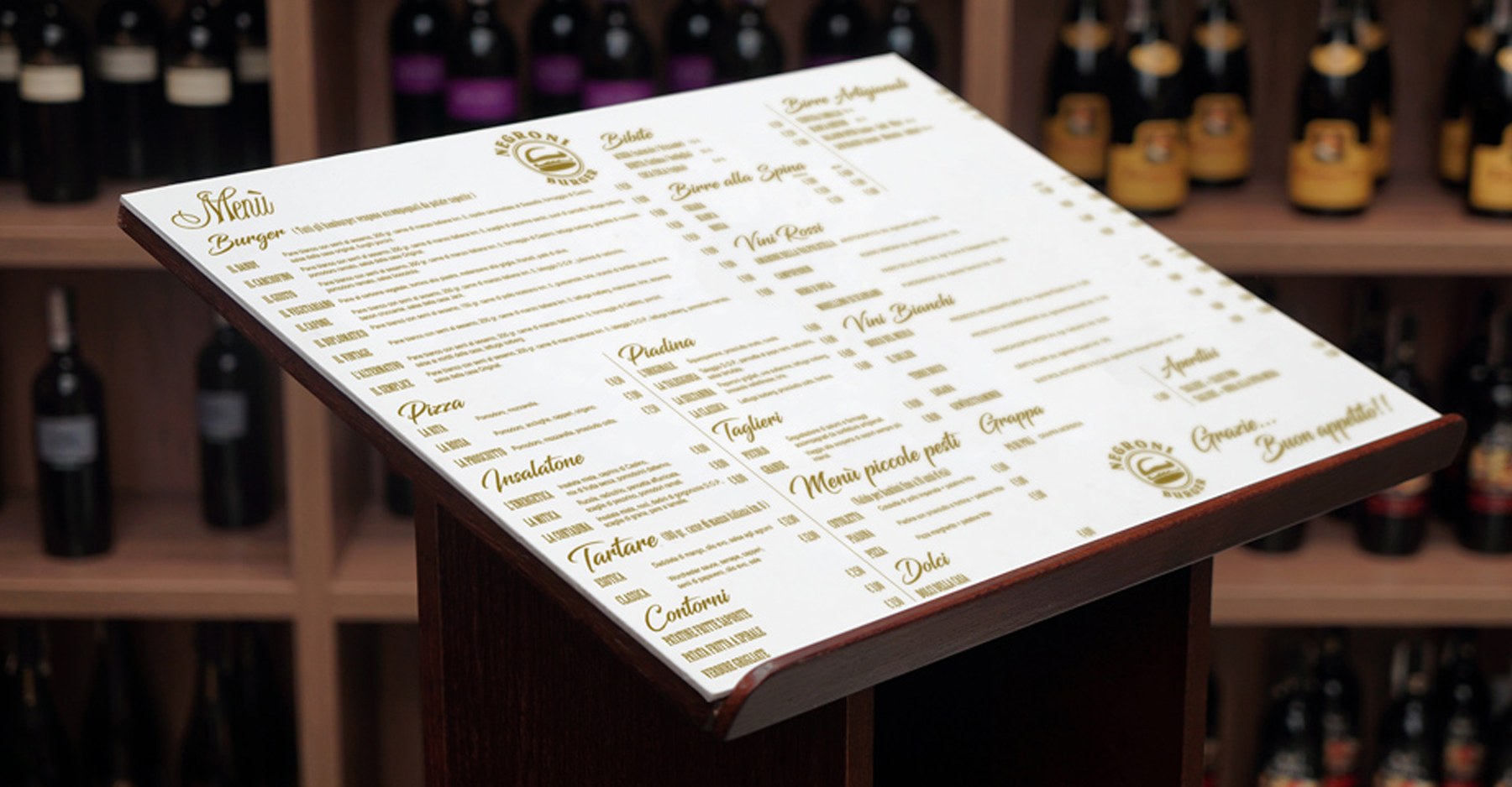 Menu vini stampato da Grafica La Stampa